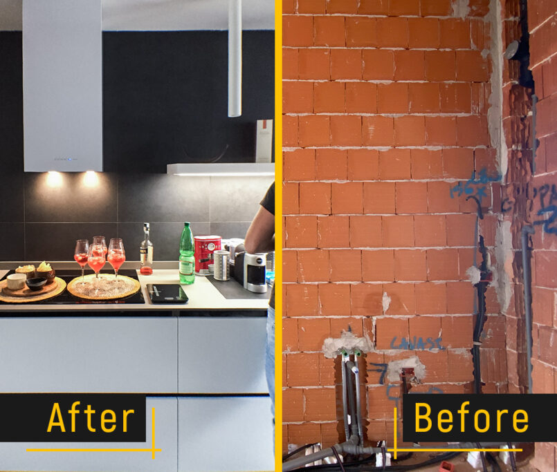 Before and After cucina progettata su misura